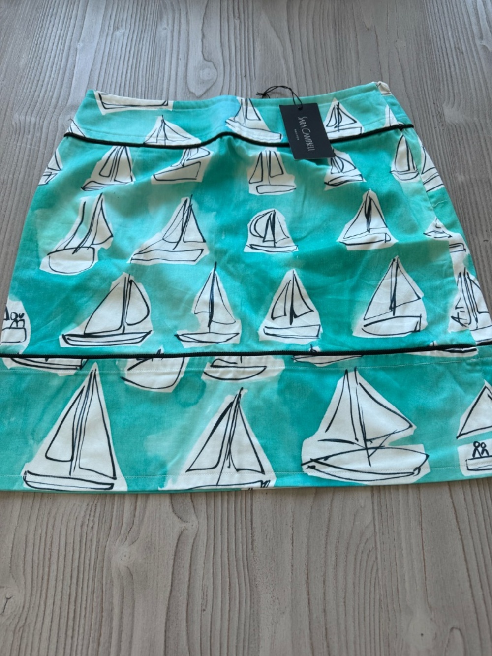 NWT Sarah Campbell Sailboat‎ Printed Skirt 10